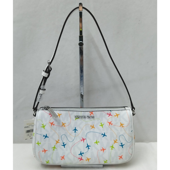 Michael Kors Jet Set Multicolor Leather Airplane Pouchette Shoulder Bag -NWT - Picture 1 of 16